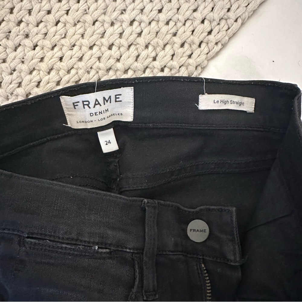 Frame Denim Black Straight Leg Jeans